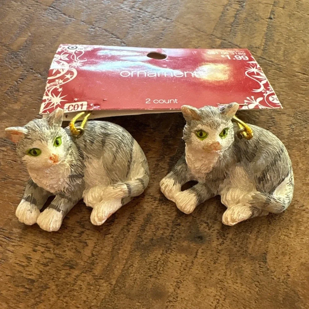 Cat Ornaments Set 4 Orange Grey Tabby Miniature Figurines Target 2006